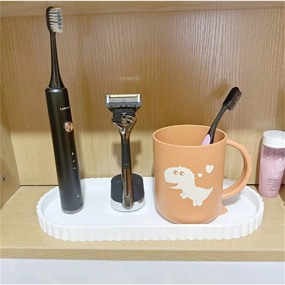 Bathroom Vanity Storage Tray Countertop Soap Scented Candles Small Plants Tray Dressing Table for Kitchen Sink Organization