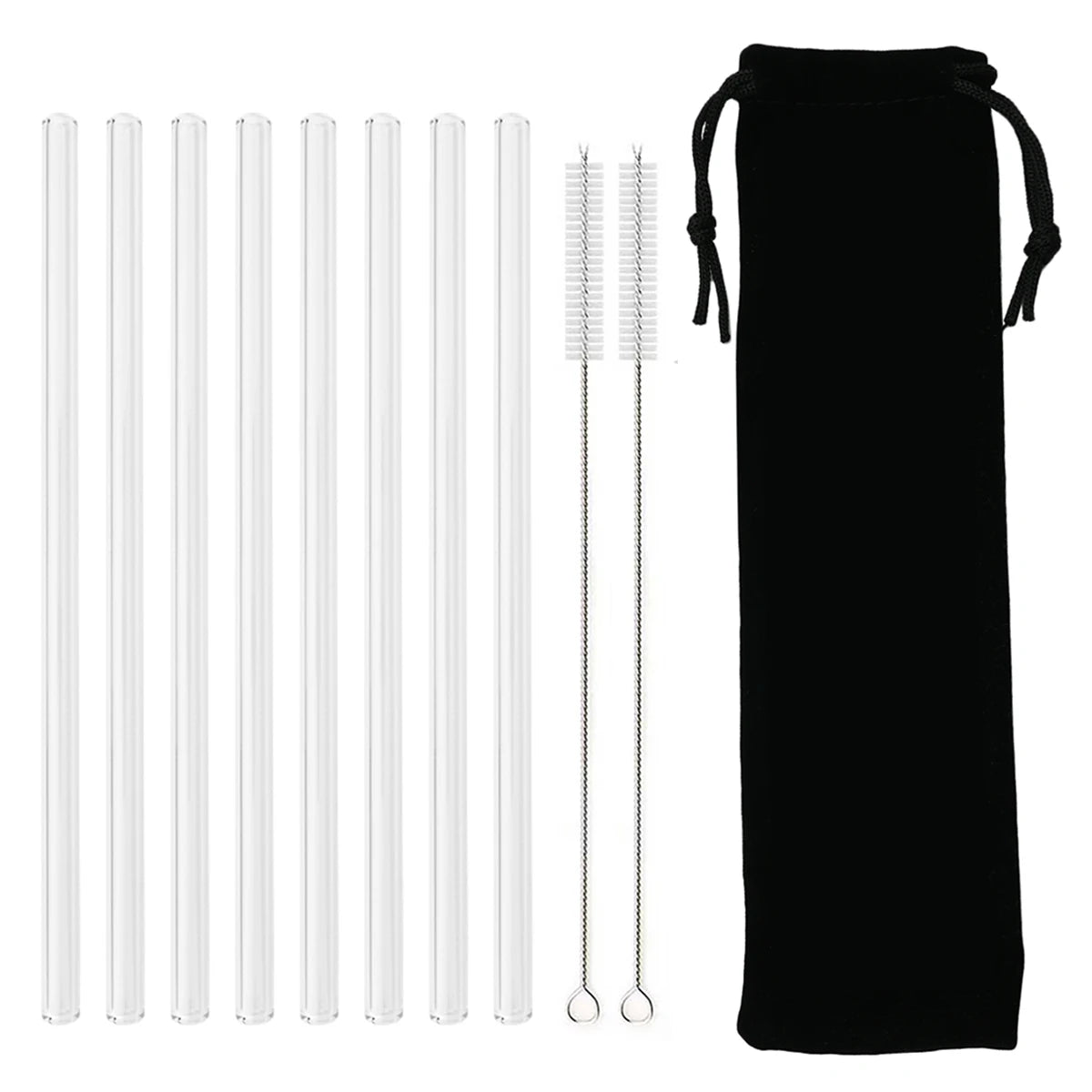 High Borosilicate Glass Straw Set Reusable Eco Friendly Drinking Straw for Smoothies Cocktails Bar Accessories Straws with Brush