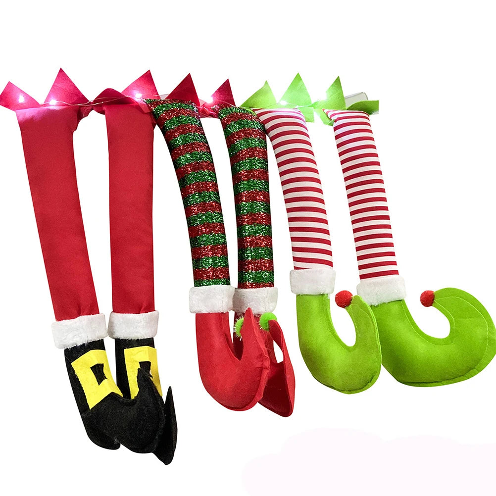Christmas Santa Elf Legs Plush Stuffed Feet with Shoes Christmas Tree Decorative Ornament Christmas Decoration
