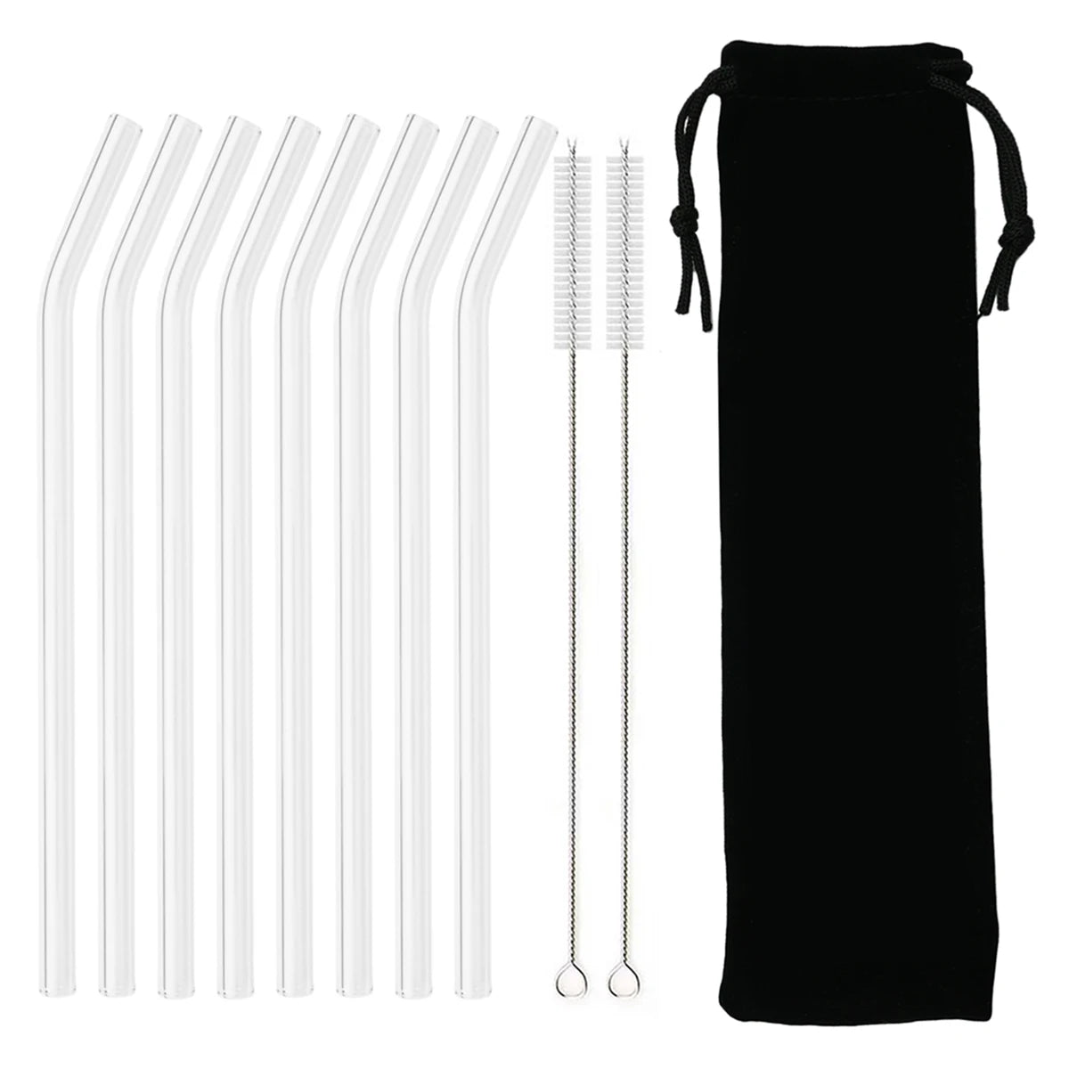 High Borosilicate Glass Straw Set Reusable Eco Friendly Drinking Straw for Smoothies Cocktails Bar Accessories Straws with Brush