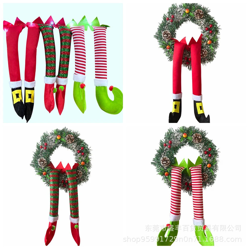 Christmas Santa Elf Legs Plush Stuffed Feet with Shoes Christmas Tree Hanging Decorative Ornament Christmas Decorations