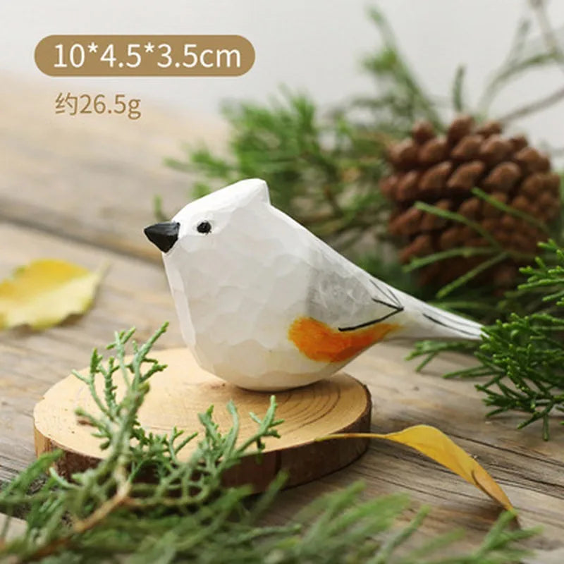 Wood Bird Statue Kawaii Handmade