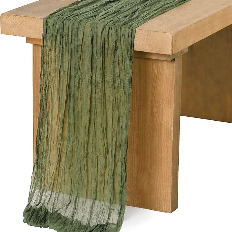 Beige Table Runner Gauze Cheesecloth