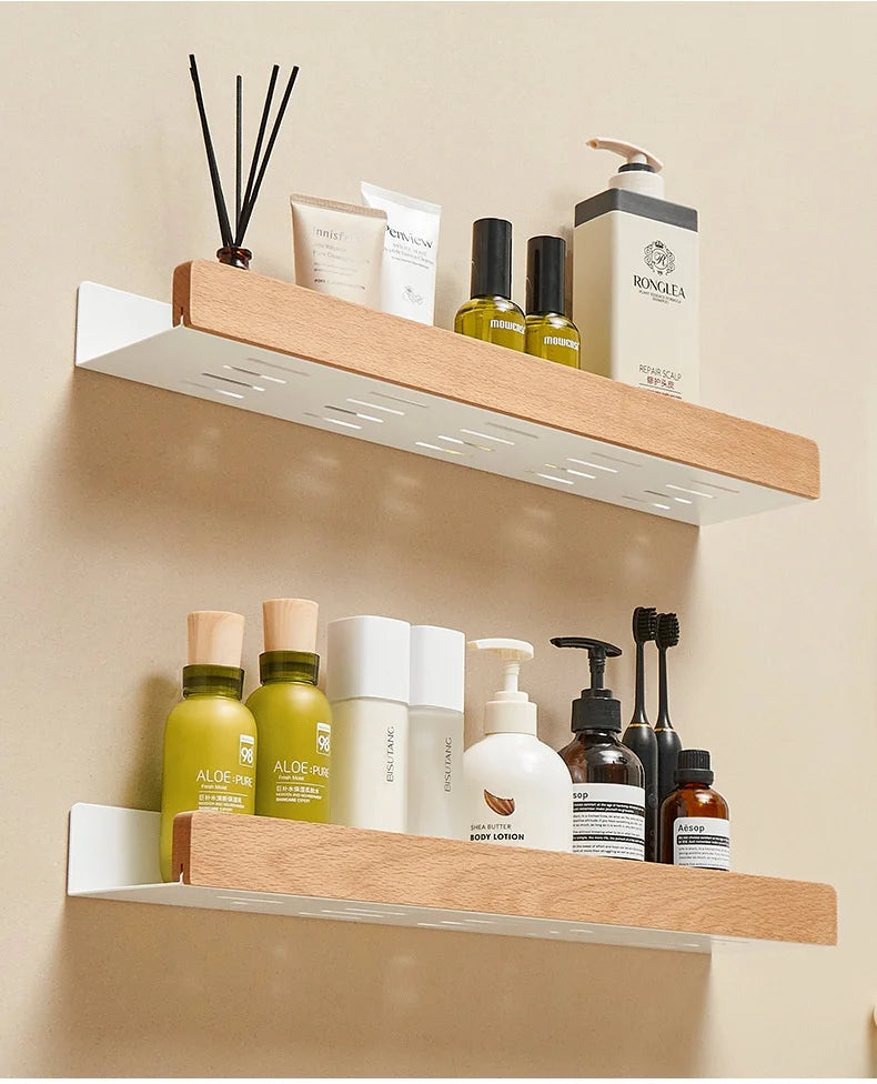 Beech wood bathroom storage rack