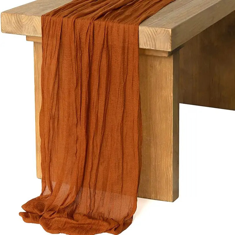 Beige Table Runner Gauze Cheesecloth