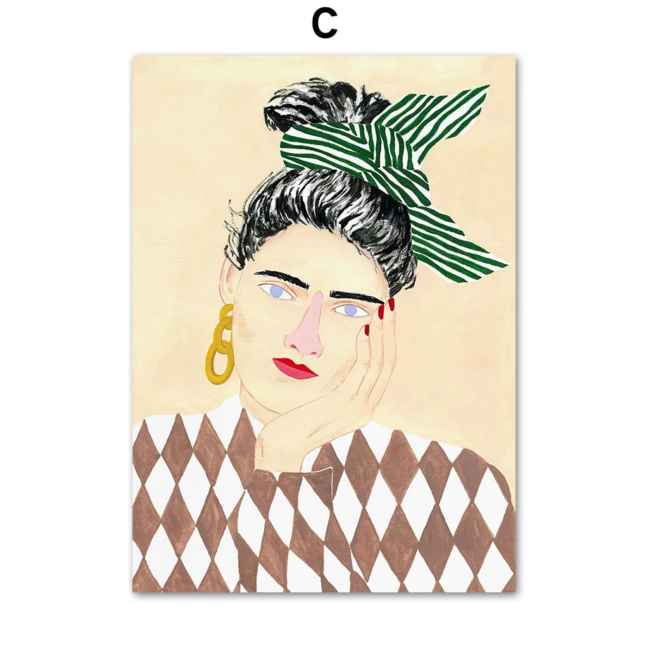 Boho Woman Flower Mountain Fruit Botanical Floral Wall Art Canvas Painting Posters And Prints Pictures For Living Room Decor