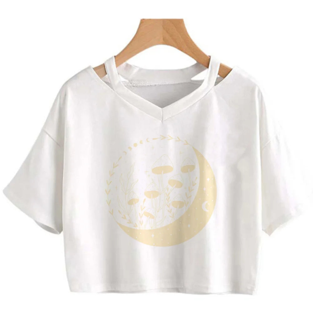 Goblincore 2000s aesthetic graphic  crop top Woman cute 2000s aesthetic manga t-shirts tee