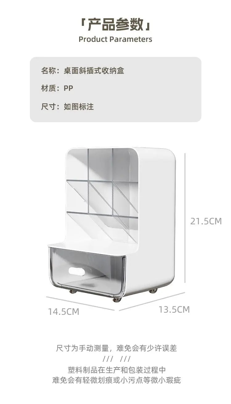 Tilt Pencil Holder for Students, Large Capacity Desktop Stationery Storage Box, Office Sundries Storage Shelf, Desk Organizer.