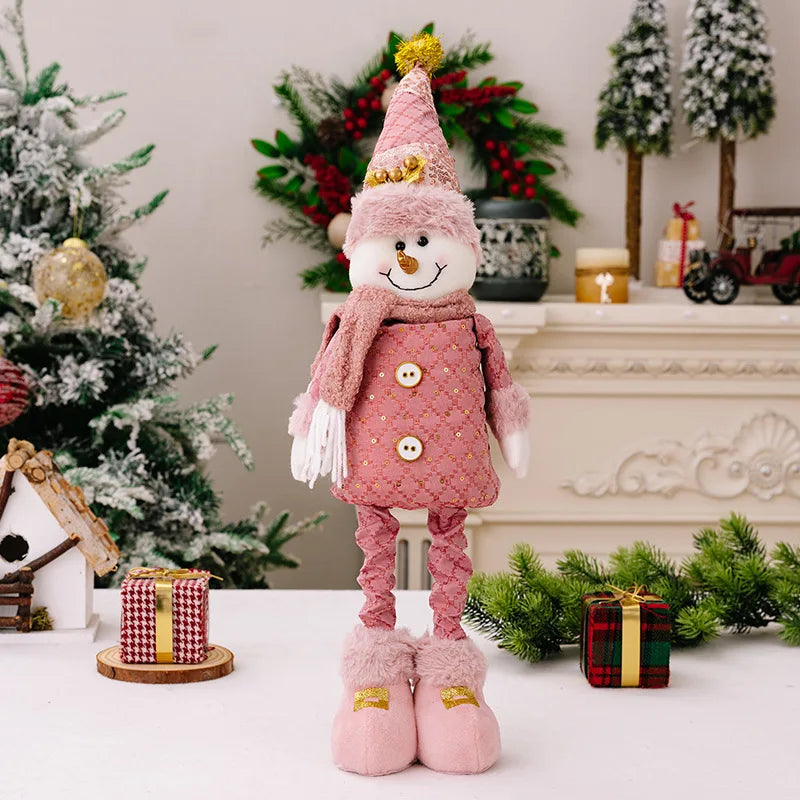 hristmas Decoration Pink Telescopic Doll Santa Claus Snowman Elk Various Standing Positions Holiday Atmosphere Christmas Gift