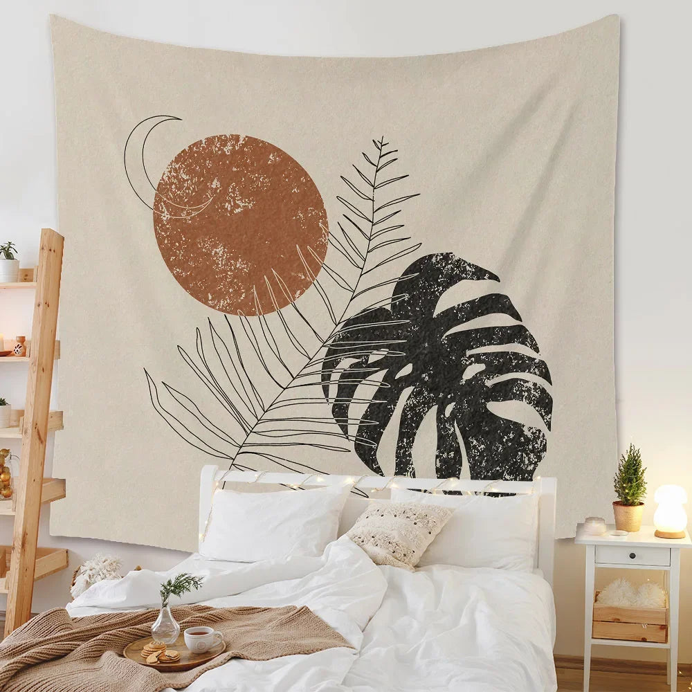 Boho Background Illustration Mural Decor Geometric Tapestry Wall Hanging Bedroom Aesthetic  Blanket