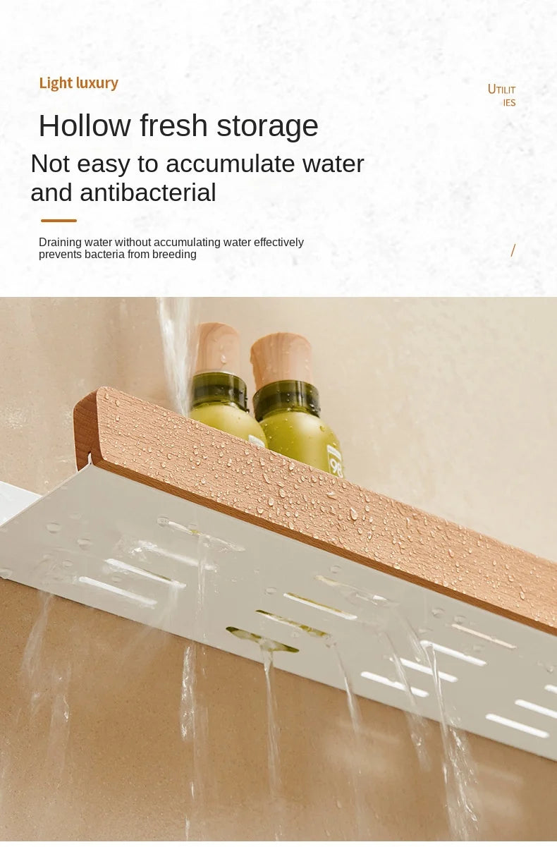 Beech wood bathroom storage rack