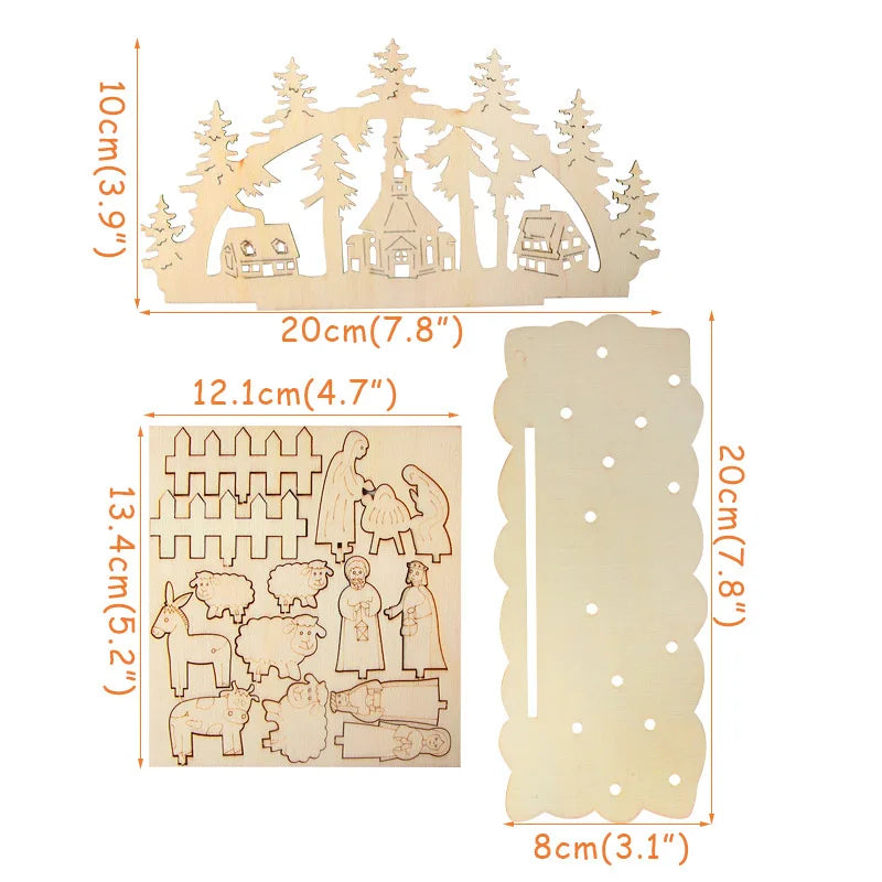 Christmas Wooden Ornaments Snowman Church Christmas Desktop Ornaments New Year Xmas Party Decorations for Home Navidad Gifts