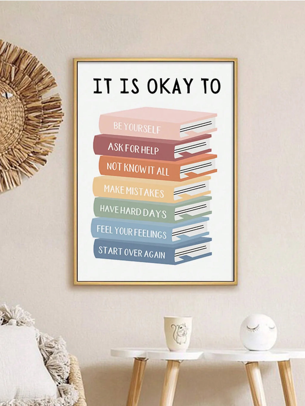 Boho It Is OK to Feel Books Educational Poster