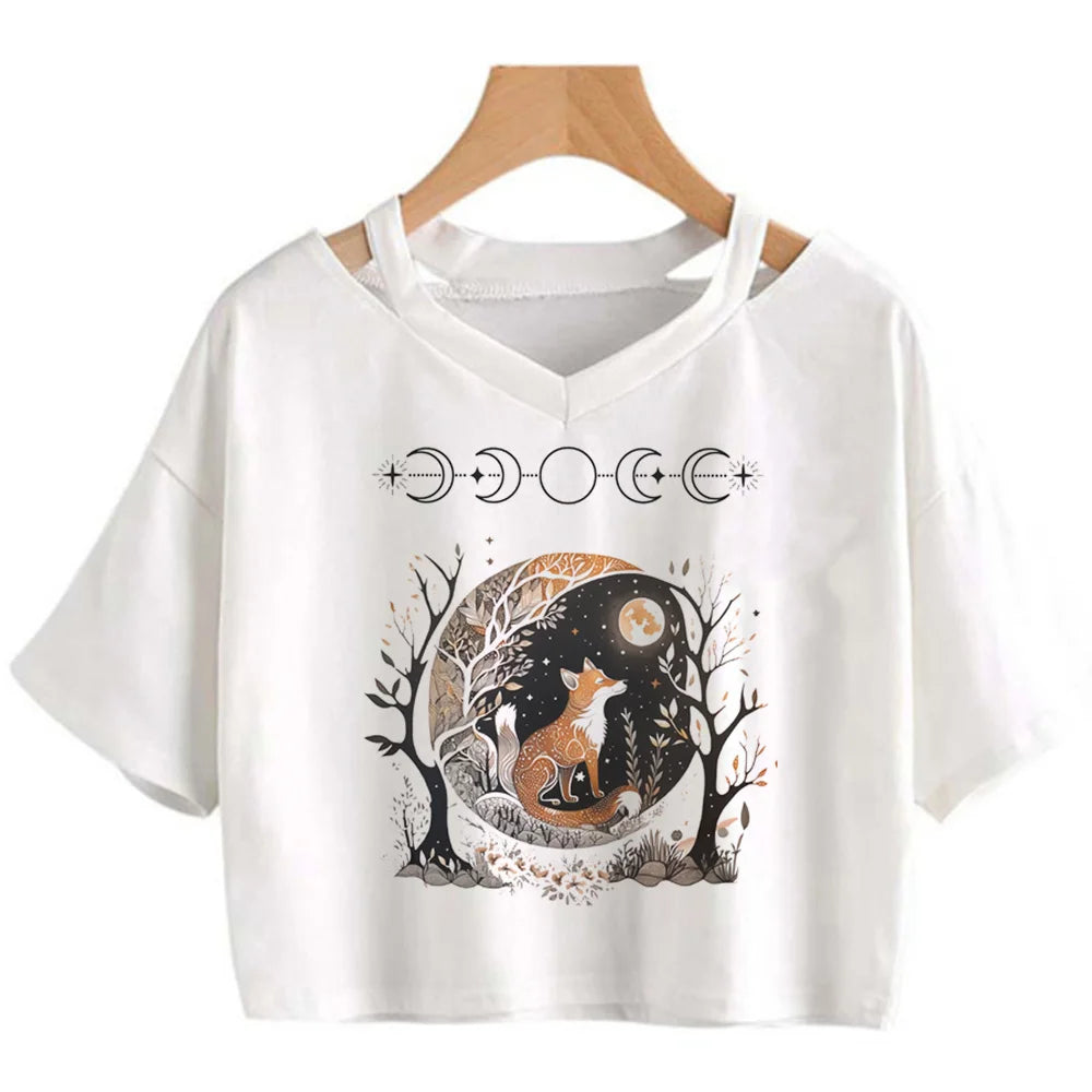 Goblincore 2000s aesthetic graphic  crop top Woman cute 2000s aesthetic manga t-shirts tee