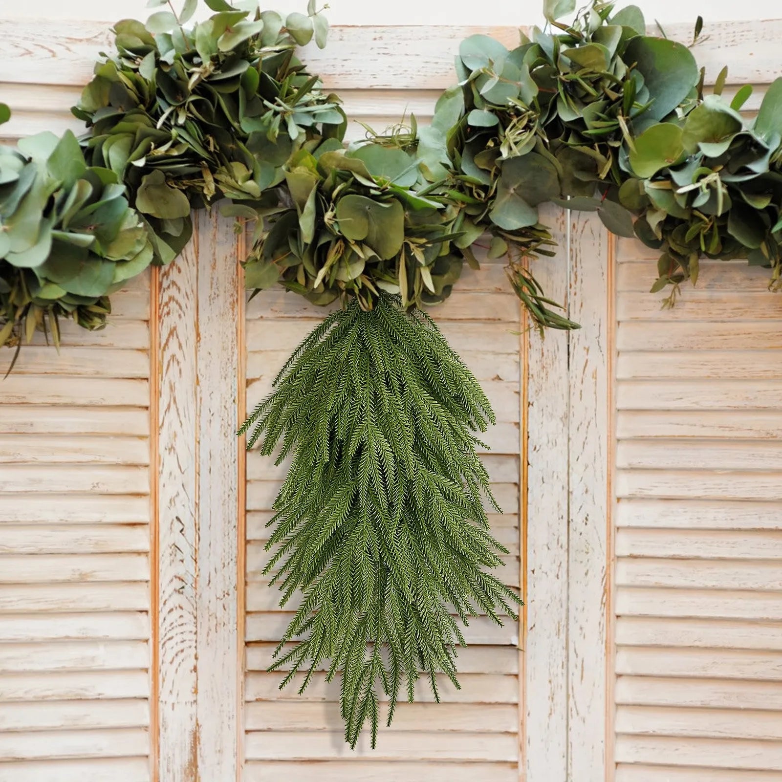 Christmas Norfolk Artificial Christmas Pine Greenery Holiday Door Wreath For Xmas Fireplace Indoor Outdoor Decor 64cm
