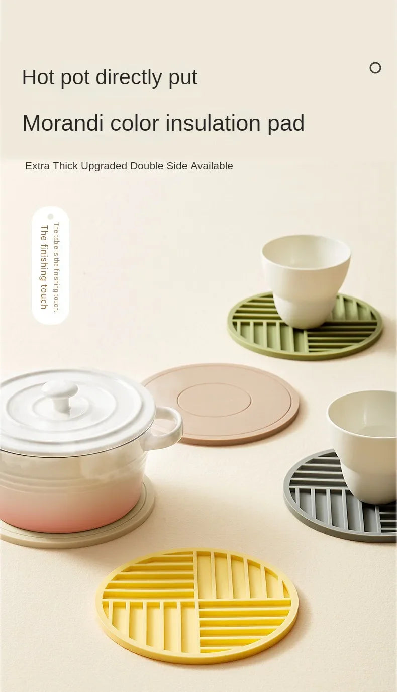 High Temperature Resistant Thickened Silicone Coaster Round Microwave Oven Mat Silicone Mat Placemat Heat Insulation Mat