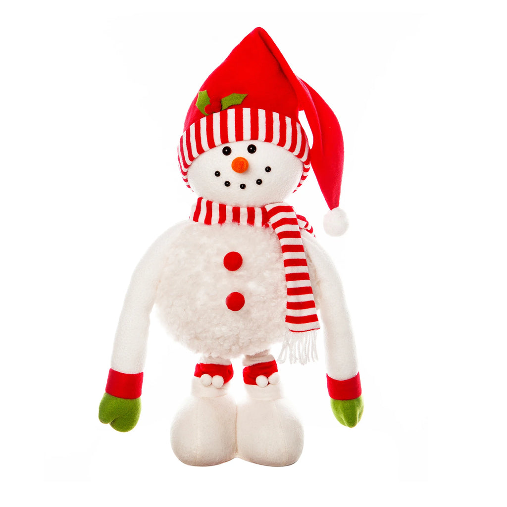 Christmas Red Christmas Hat Snowman Ornament, Christmas Retractable Standing Snowman Decoration Atmosphere Ornament Noel Decor