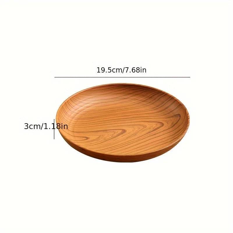 Wood grain colored dinner plates
