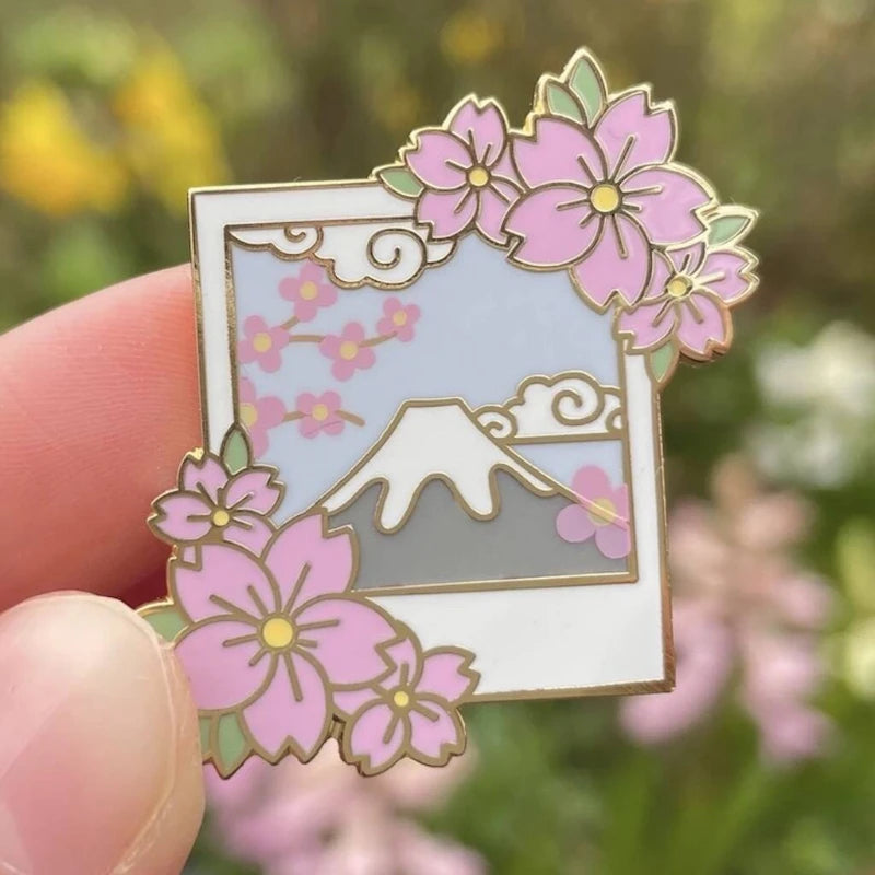aesthetic japanese floral enamel pin
