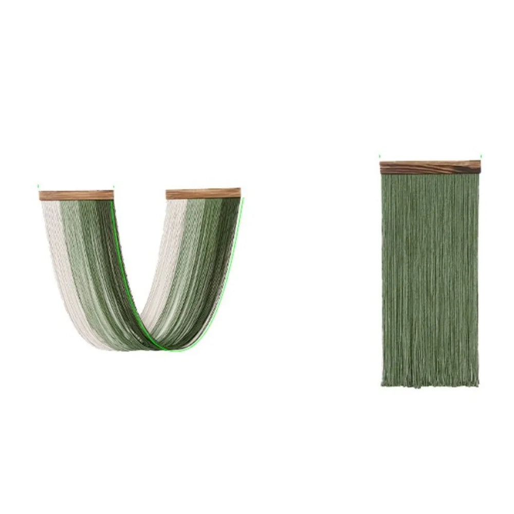 Boho Decor Wooden Wall Hanging Tapestry Tassel Hand-Woven Curtain Tapestry Aesthetic Cotton Rope Tapestry Apartment