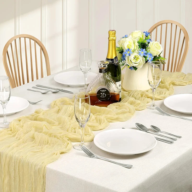 Beige Table Runner Gauze Cheesecloth