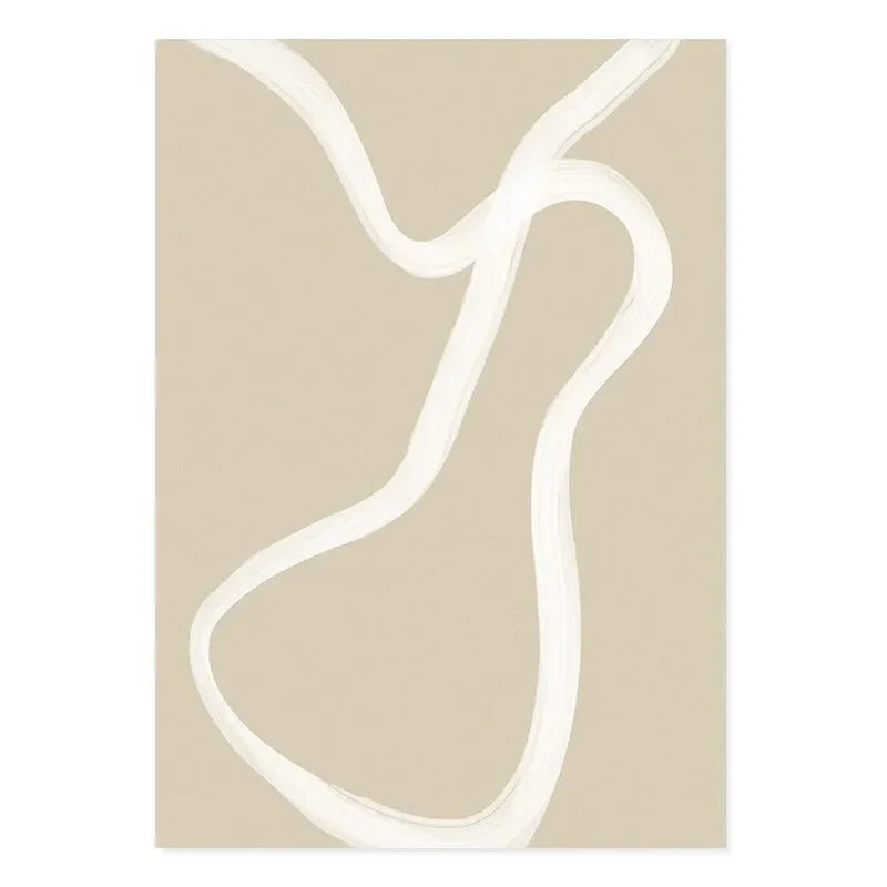 Boho Abstract Matisse Beige White Line Wall Art Poster  Minimalist Canvas Paintings Print Picture for Living Room Interior Ho