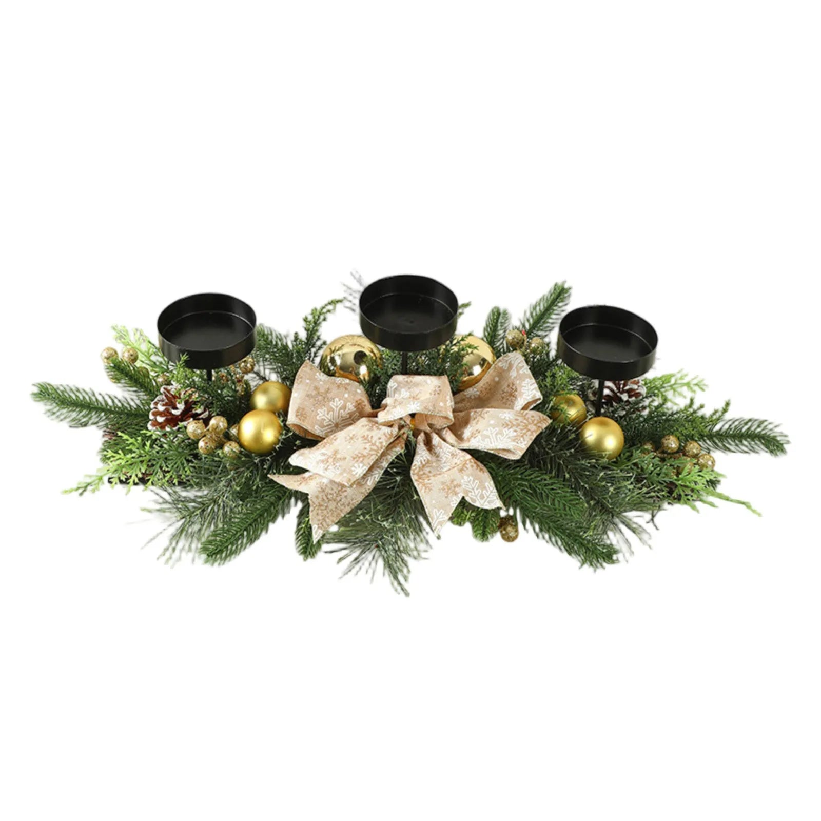 Christmas Three-Legged Candlestick Home Decoration Desktop Candlestick Rattan Garland Decoration Party Matching Small Ornaments
