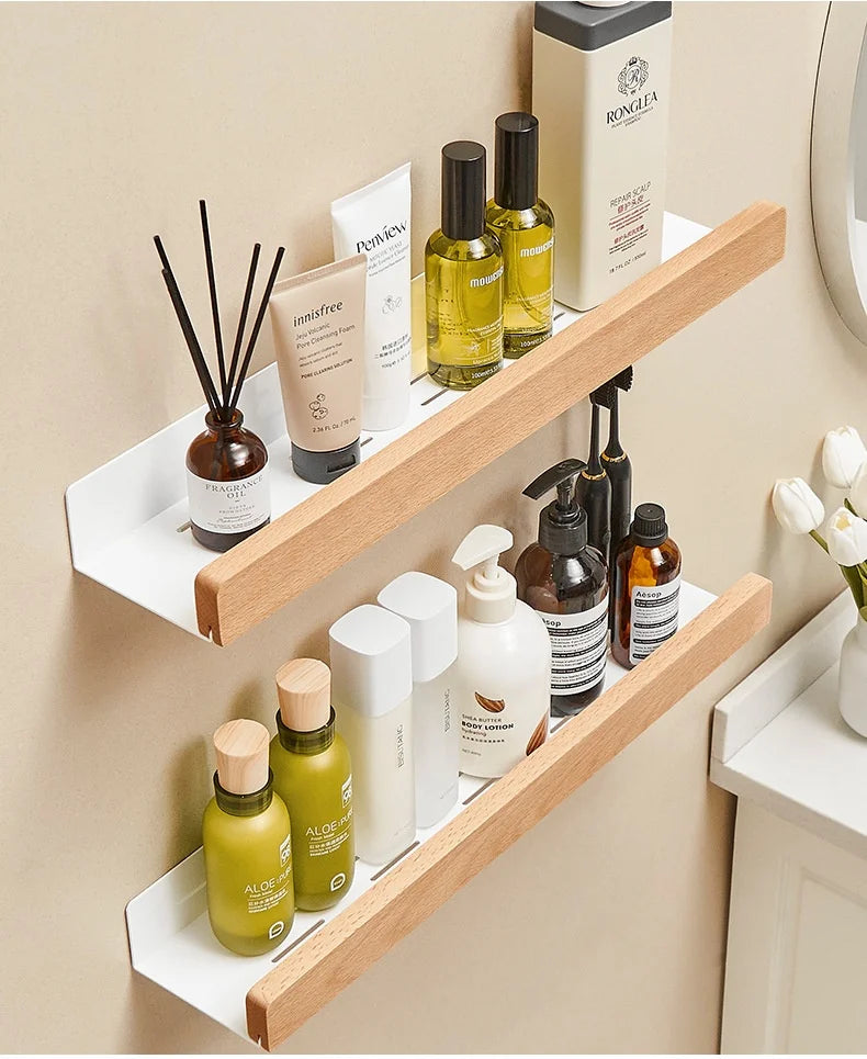 Beech wood bathroom storage rack