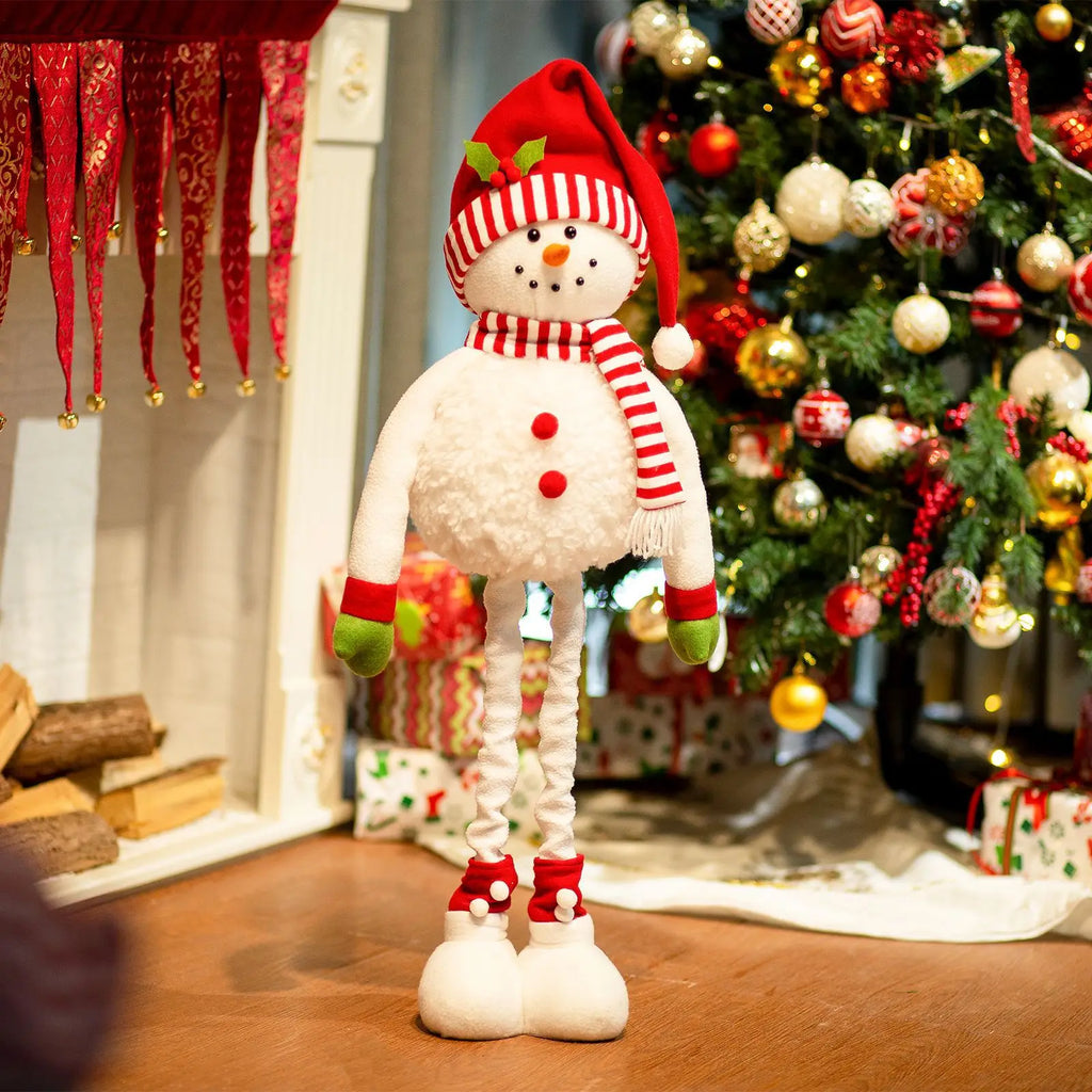 Christmas Red Christmas Hat Snowman Ornament, Christmas Retractable Standing Snowman Decoration Atmosphere Ornament Noel Decor
