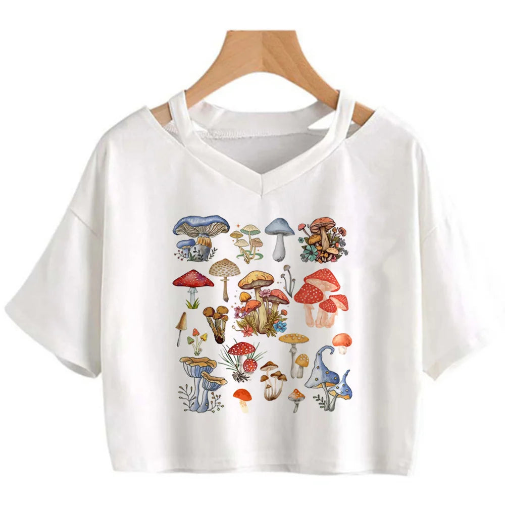 Goblincore 2000s aesthetic graphic  crop top Woman cute 2000s aesthetic manga t-shirts tee