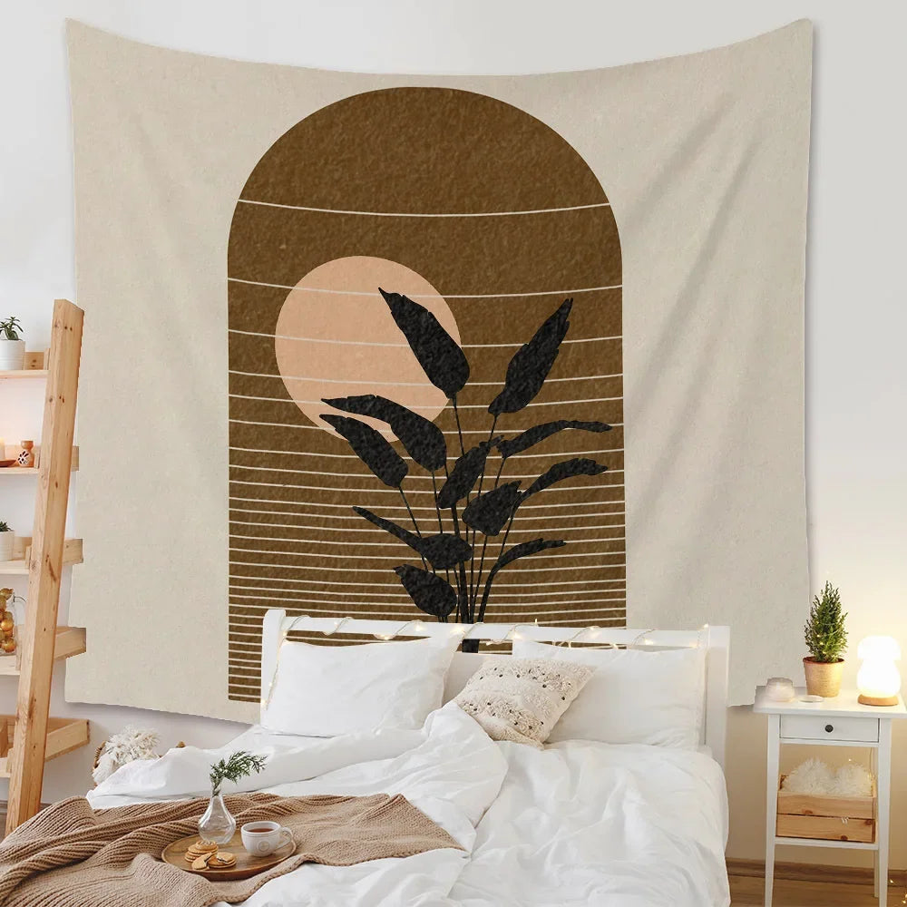 Boho Background Illustration Mural Decor Geometric Tapestry Wall Hanging Bedroom Aesthetic  Blanket