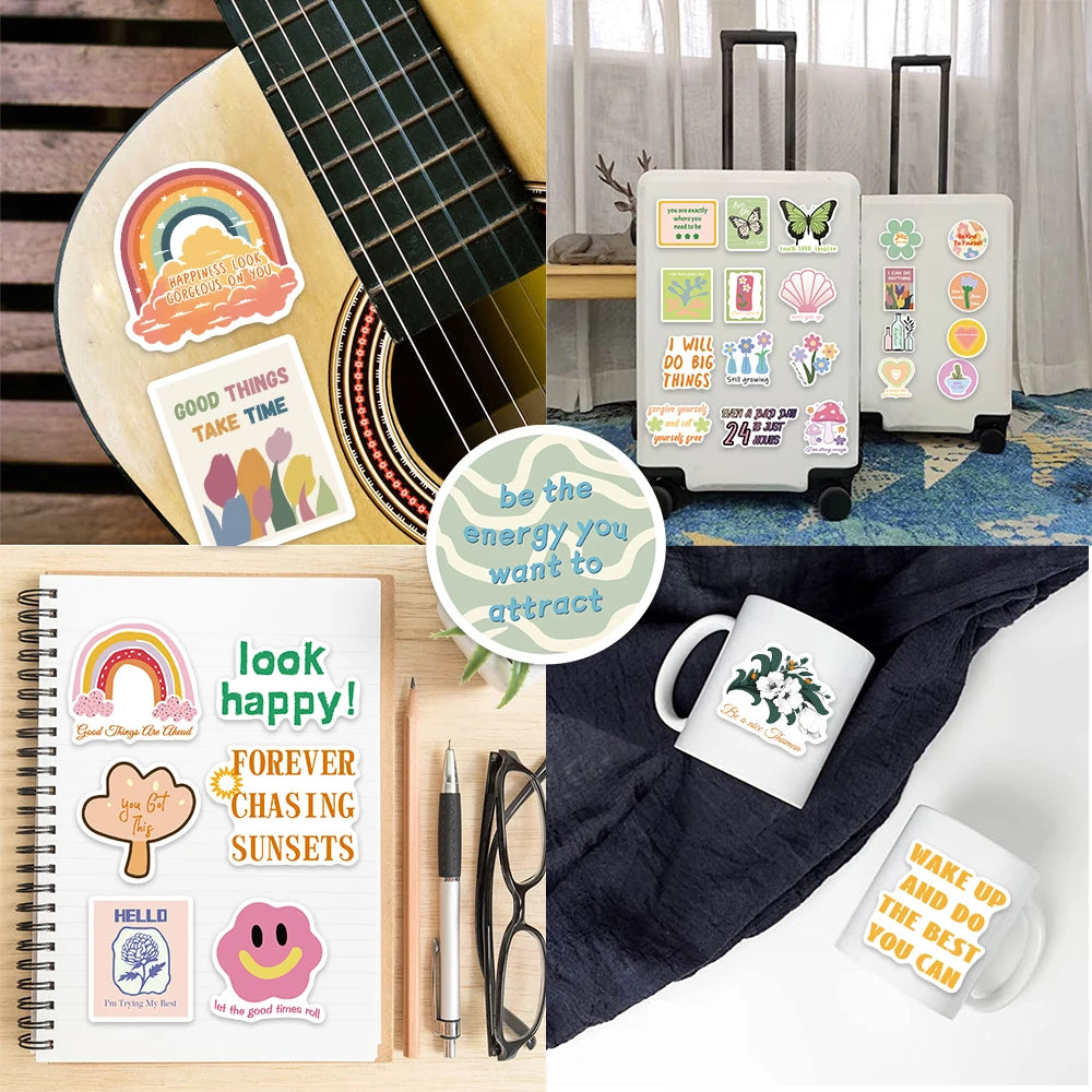 50pcs Preppy Aesthetic Stickers Danish Pastel Aesthetic Graffiti Stickers Luggage Skateboard Laptop  Guitar Sticker Decals