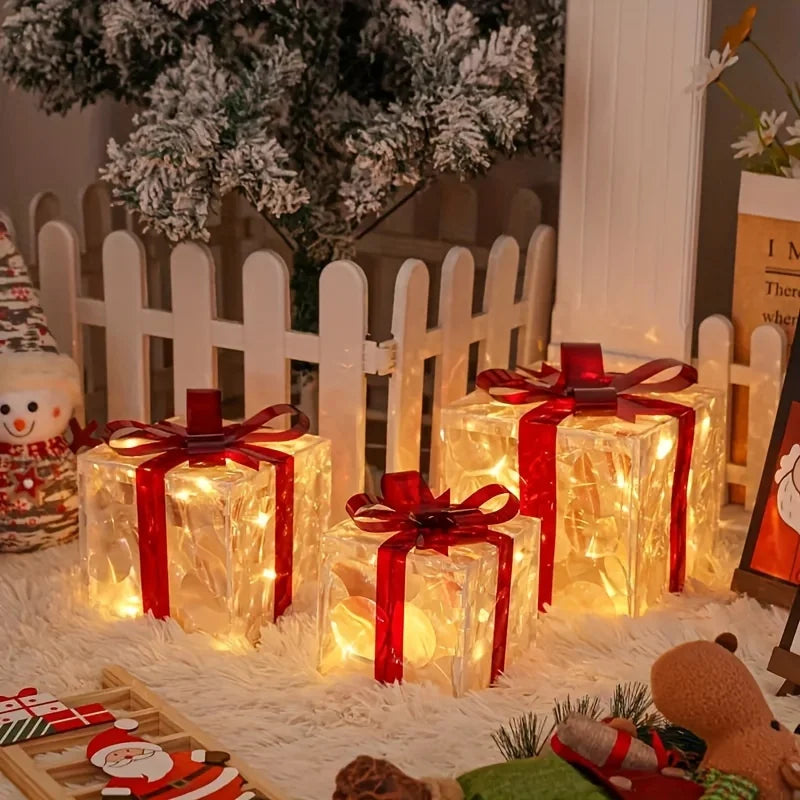 Three Sets Of Christmas Luminous And Exquisite Decorative Lights, Detachable Gift Box And Lighting Fixture,Christmas Decorations