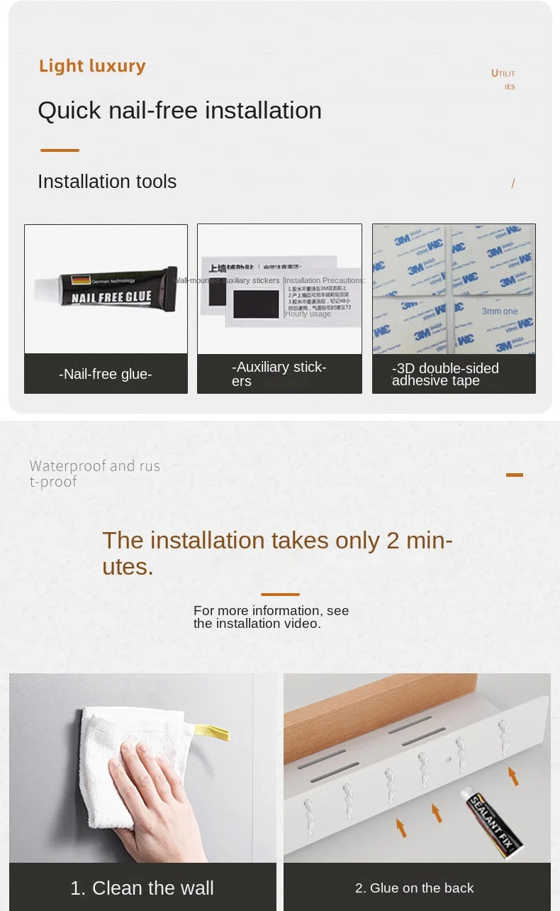 Beech wood bathroom storage rack