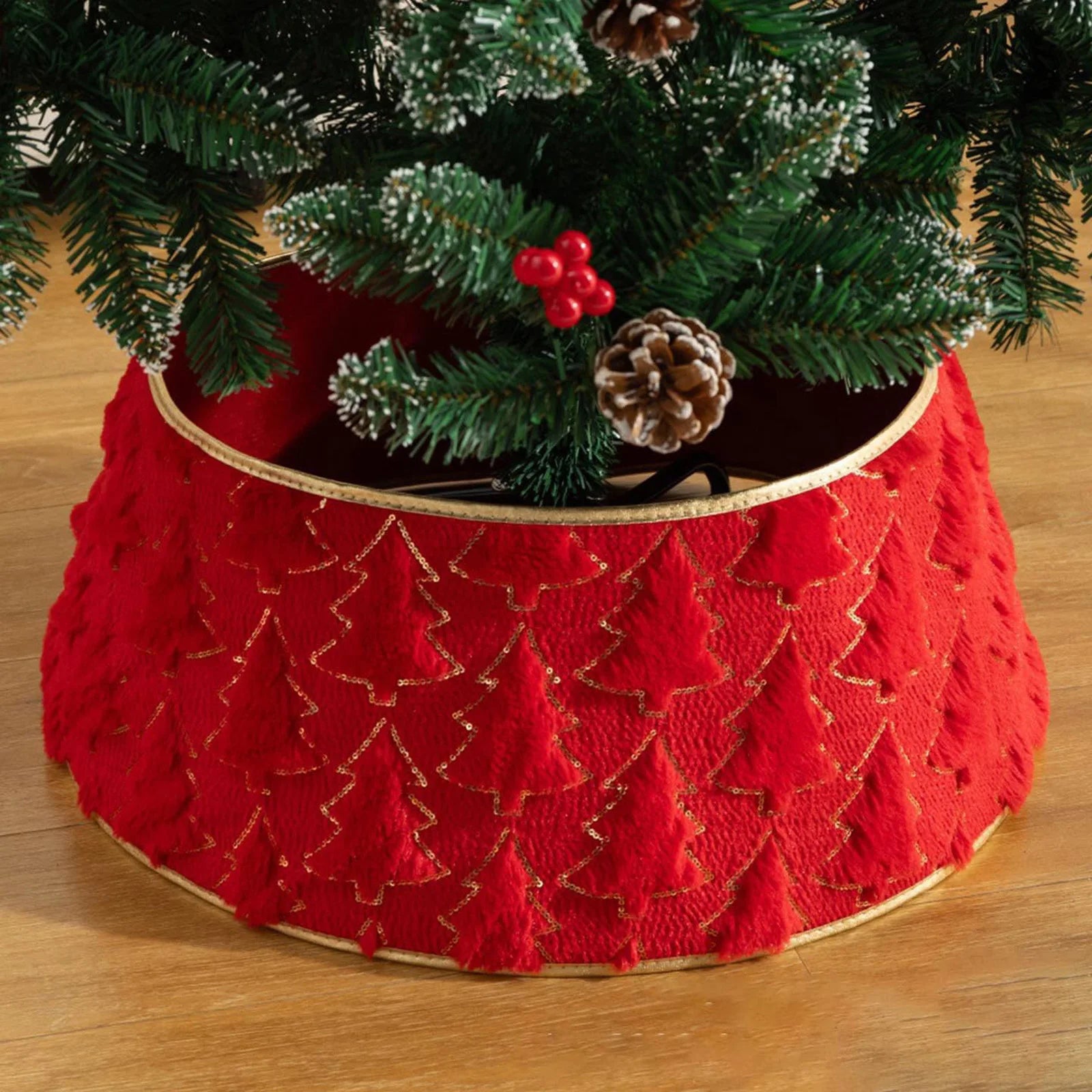 Christmas Tree Skirt Merry Christmas Tree Skirt Collar Christmas Holiday Indoor Decoration Gift Decorative Tree Bottom Cover
