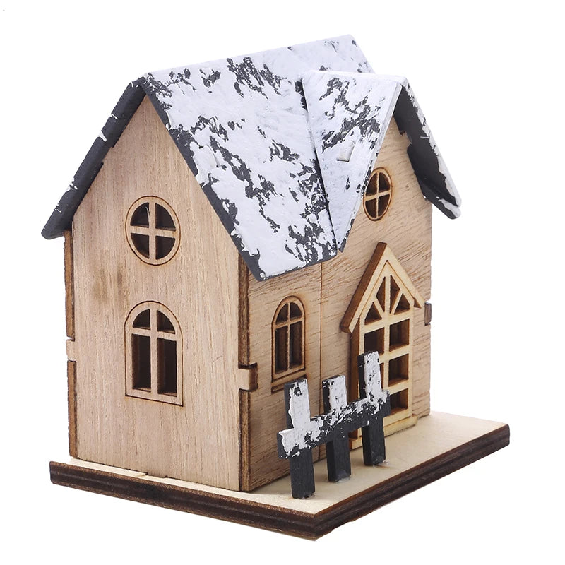 Christmas House Cottages DIY Toys Ornament Landscape Decor Dollhouse LED Luminous Wooden Deskop Decoration Happy New Year Gifts