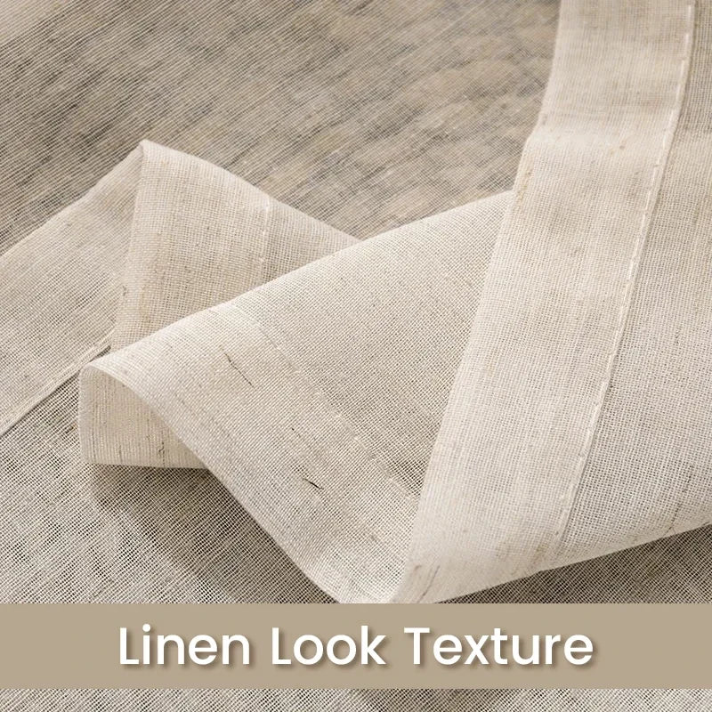 Japan Style Flax Linen Look Tulle Sheer Curtains for Living Room Windows Transparent Voile Curtain for Kitchen Rideaux Customize