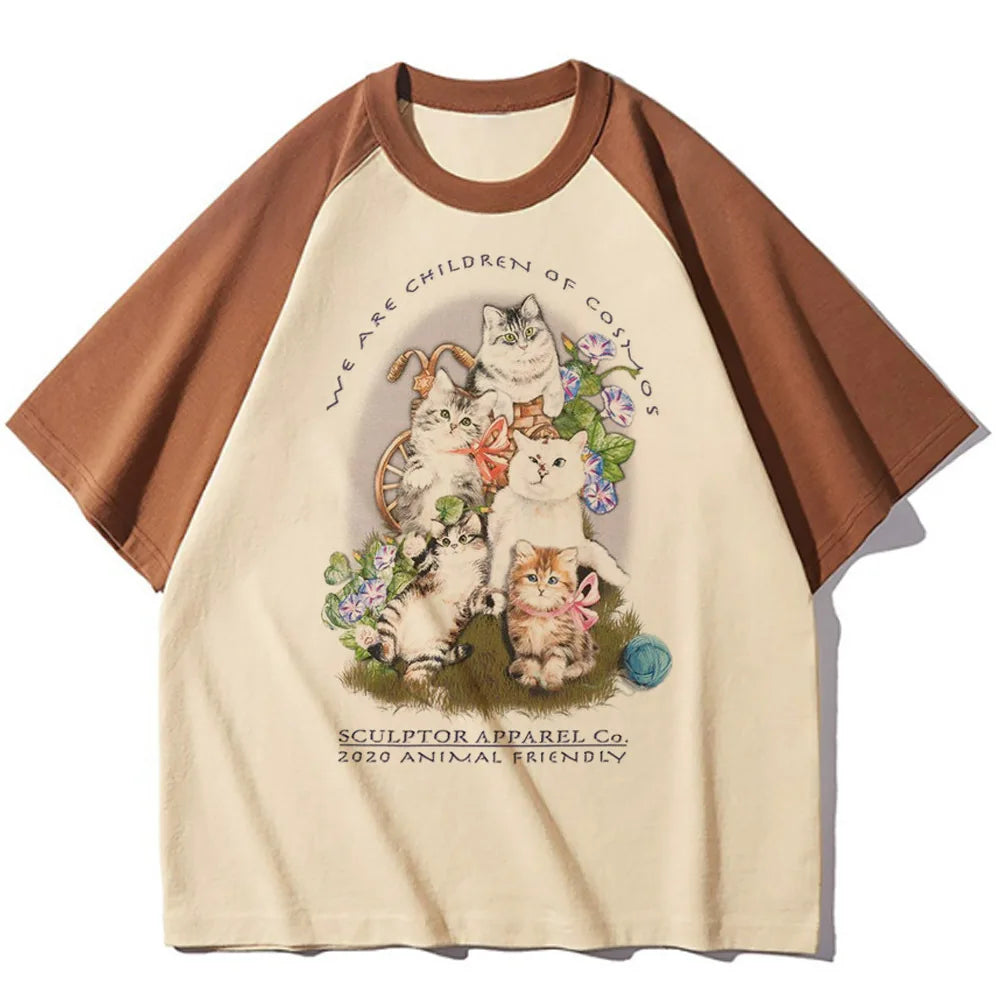Kitten Cat Neko tshirt teen Punk Y2k graphic Breathable aesthetic tshirt aesthetic Digital anime Retro Vintage Comfortable