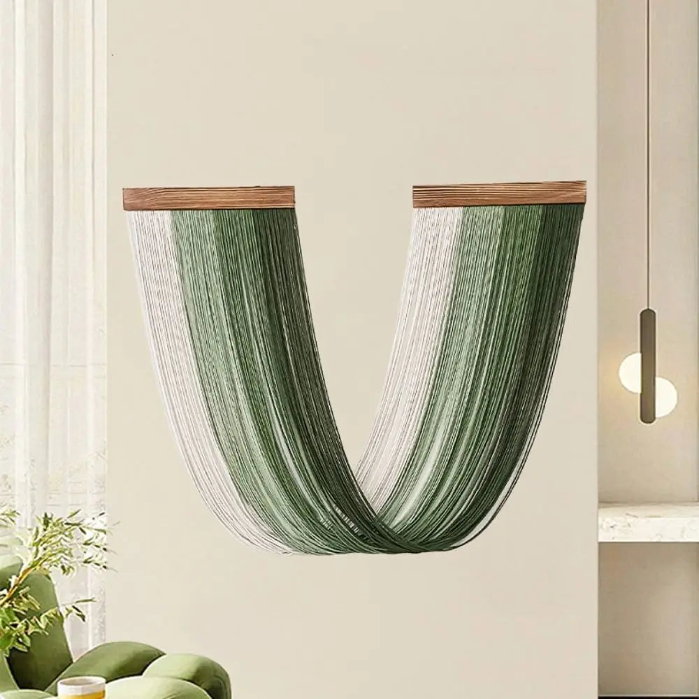 Boho Decor Wooden Wall Hanging Tapestry Tassel Hand-Woven Curtain Tapestry Aesthetic Cotton Rope Tapestry Apartment