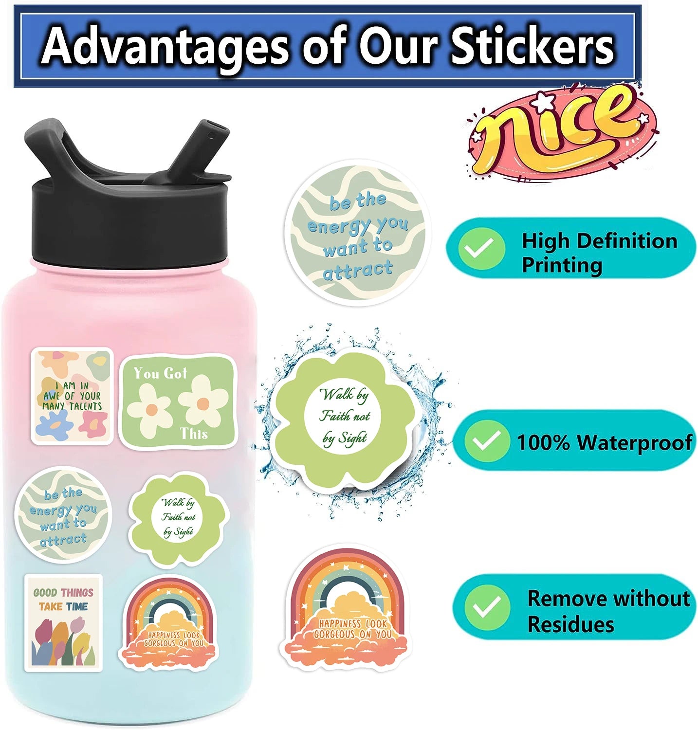 50pcs Preppy Aesthetic Stickers Danish Pastel Aesthetic Graffiti Stickers Luggage Skateboard Laptop  Guitar Sticker Decals