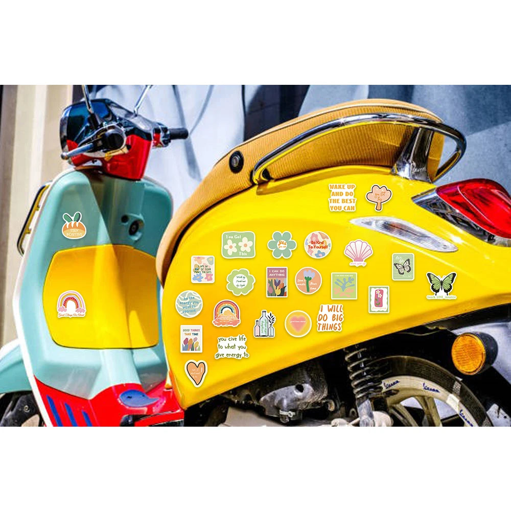 50pcs Preppy Aesthetic Stickers Danish Pastel Aesthetic Graffiti Stickers Luggage Skateboard Laptop  Guitar Sticker Decals