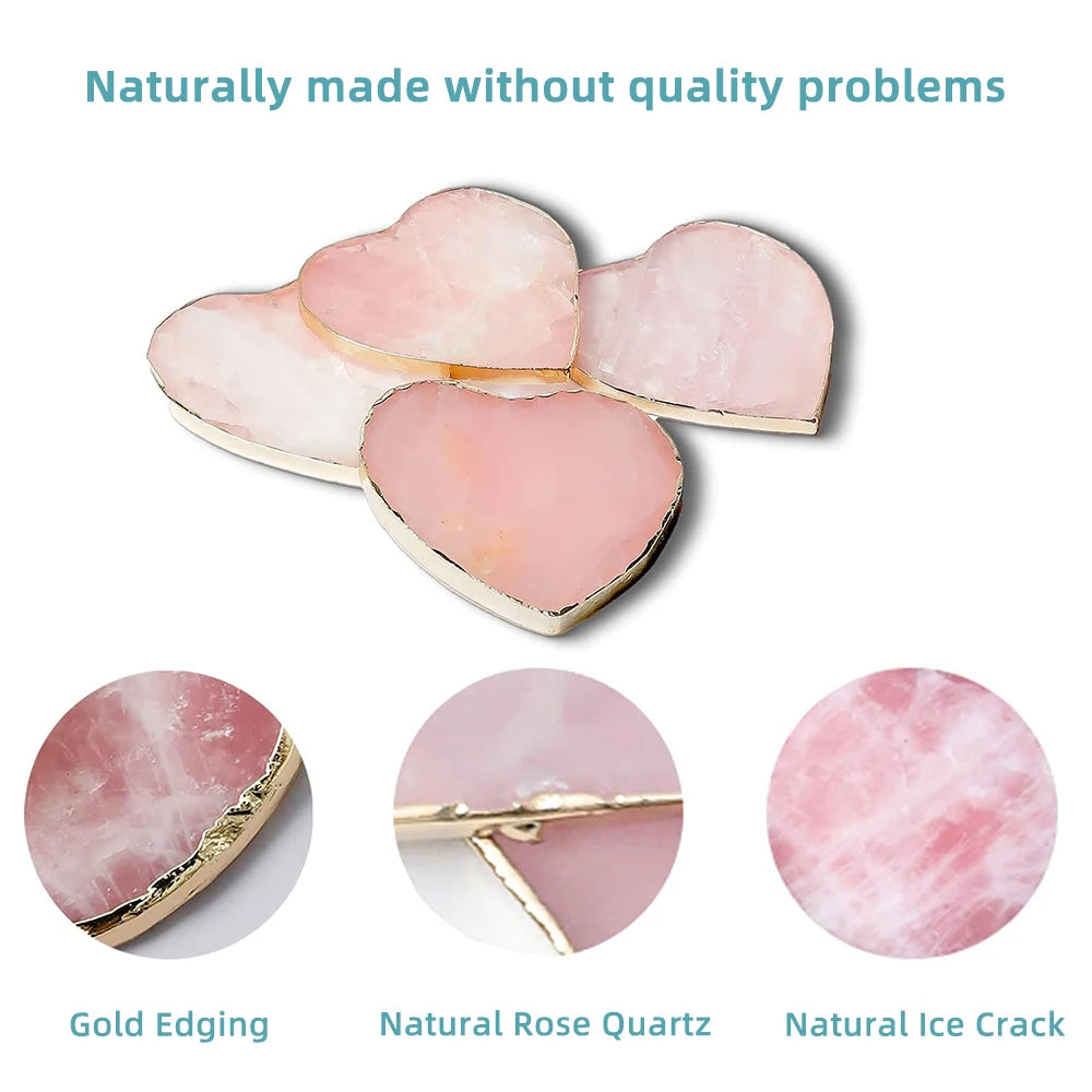 Home Creative Crystal Coaster Handmade Macrame Cup Cushion Natural Rose Quartz Non-slip Coffee Cup Round Mat Cook Accessories