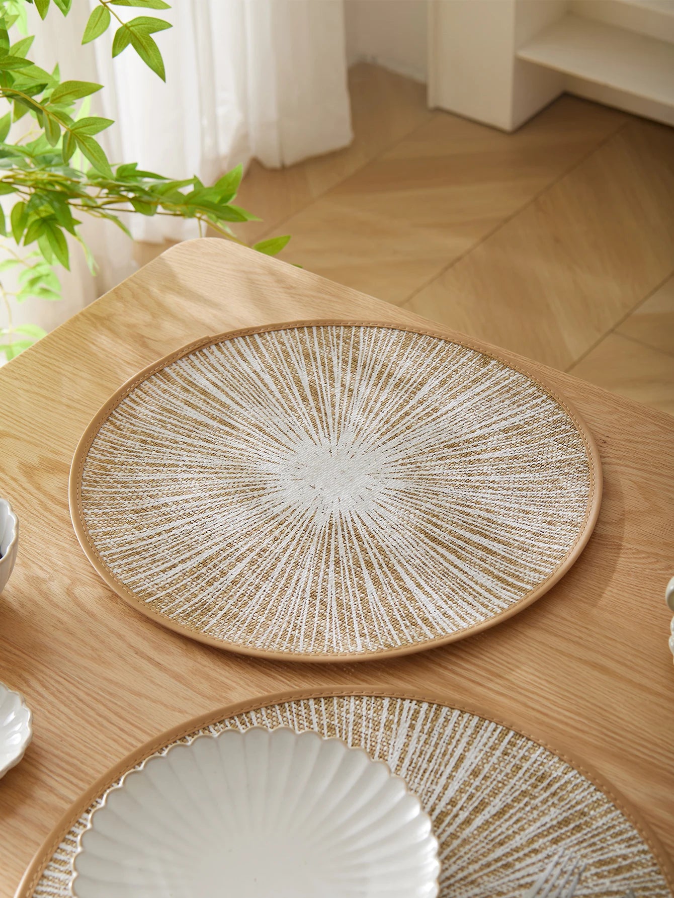 2/4/6/8pcs Round Burlap Macrame Placemats, Bohemian Jute Country Placemats, Diameter 15 Inches, for Table Decoration