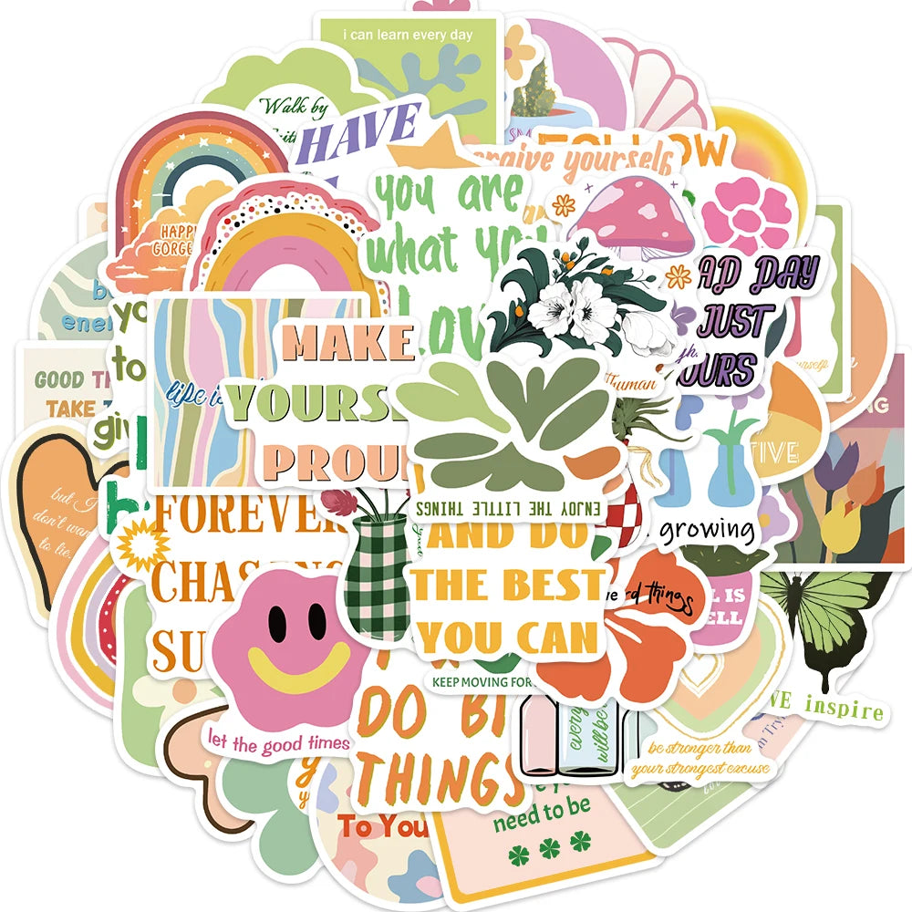 50pcs Preppy Aesthetic Stickers Danish Pastel Aesthetic Graffiti Stickers Luggage Skateboard Laptop  Guitar Sticker Decals