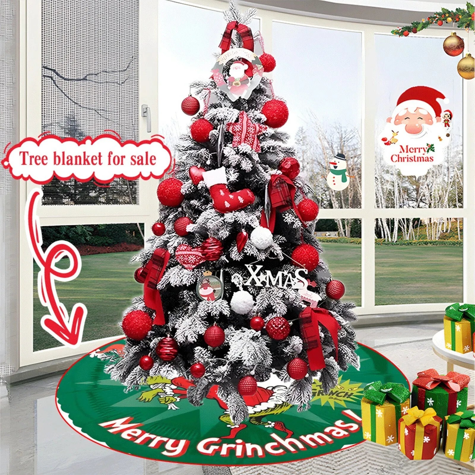 Christmas Tree Skirt Decoration For Home Xmas Tree Decorations Skirt Ornament Festive Holiday Party Decorations Indoor Outdoor