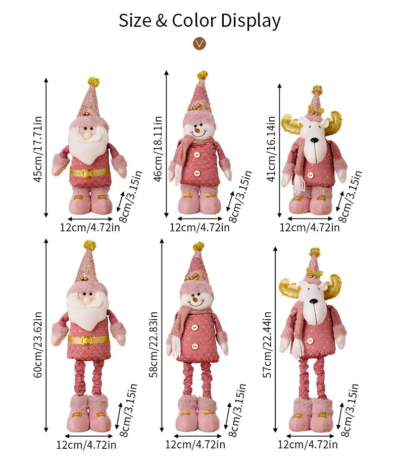 hristmas Decoration Pink Telescopic Doll Santa Claus Snowman Elk Various Standing Positions Holiday Atmosphere Christmas Gift
