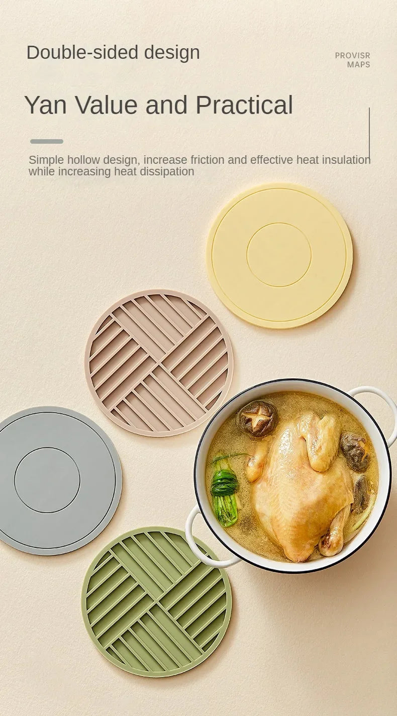 High Temperature Resistant Thickened Silicone Coaster Round Microwave Oven Mat Silicone Mat Placemat Heat Insulation Mat