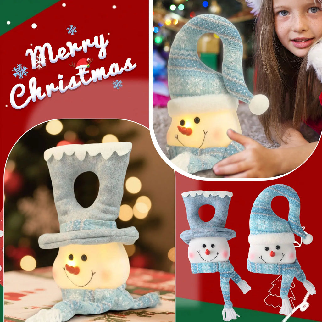 Christmas Lighted Blue Snowman Ornament Glowing Snowman Ocean Style Creative Christmas Gifts Home Door Hanging Decoration