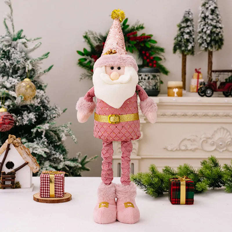hristmas Decoration Pink Telescopic Doll Santa Claus Snowman Elk Various Standing Positions Holiday Atmosphere Christmas Gift