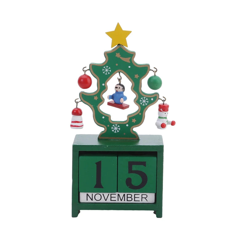 Christmas Count Down Calendar Santa Claus Elk Snowman Wooden Calendar Christmas Ornaments Home Desktop Decoration New Year Gifts